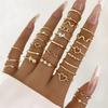 28 Pieces Love Heart Waving Rings Set Featuring Elegant Designs and Stylish Rhinestones for Fashionable Women Wear