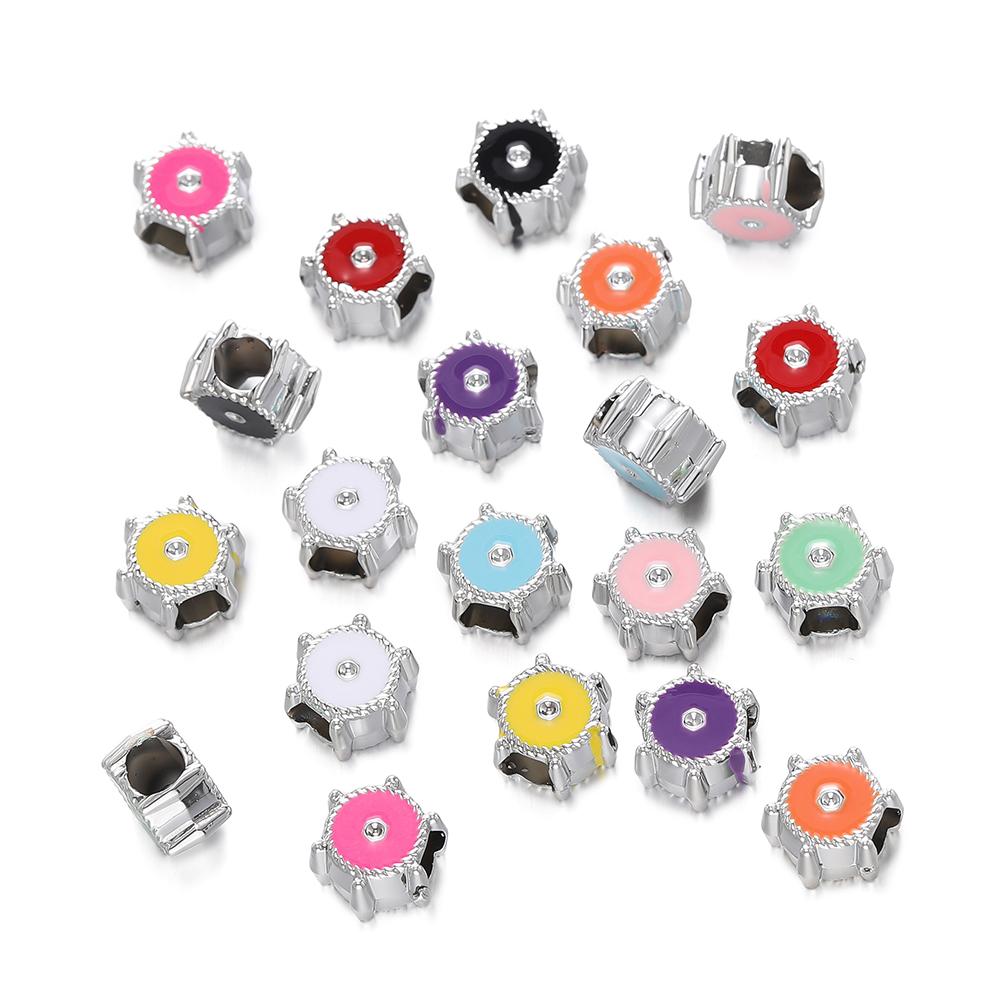 5pcs/Lot CCB Hexagon Charms Beads Colorful Necklaces Bracelets Big Hole Bead Spacer Charms for DIY Jewelry Making Accessories