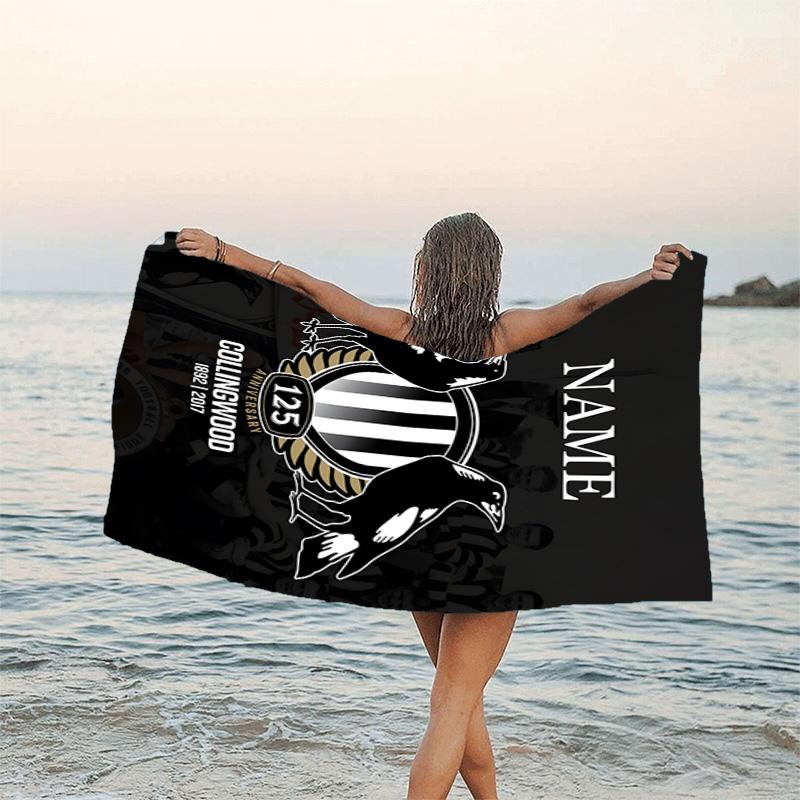 1pc Football17 Beach Towel with Custom Name, Beach/Swimming/Bath/Picnic/Camping Towel, Suitable for Seaside Beaches