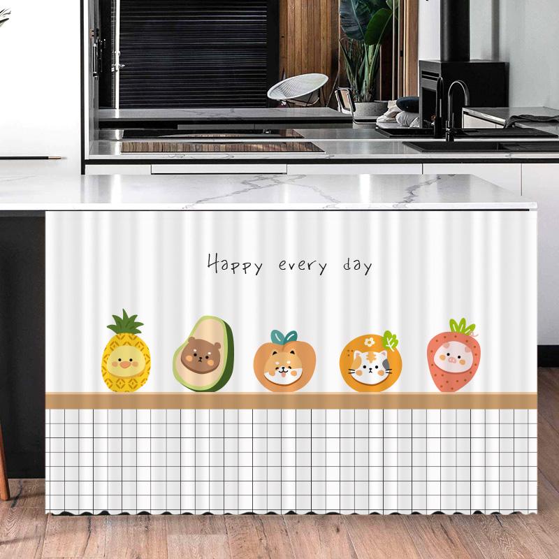 Cabinet Door Curtain Dustproof Curtain Decorative Wardrobe Bookcase Curtain for Kitchen Cupboard No Punching Covering Cloth
