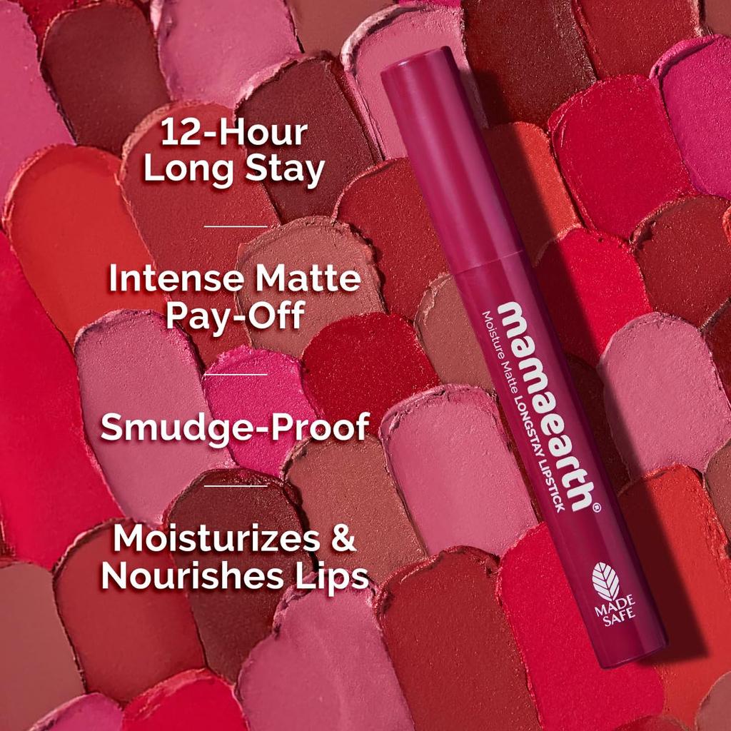 Mamaearth Moisture Matte Longstay Lipstick Berrylicious Magenta 2G Semi-Matte Long Wear Lip Color