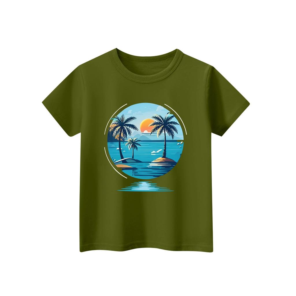 Children's Short Sleeve Neck T-Shirt Animal Print Daily Casual Top