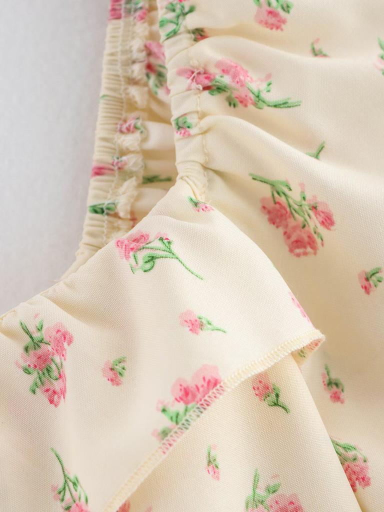 Women's Floral Print Short Sleeve Dress - Spring 2025 European & American Style