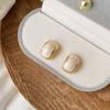 2Pcs Brides Wedding Designer Jewelry Gifts Retro Gold Color Geometry Trim Edge Imitation Pearl Piercing Stud Earrings For Women