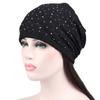 Ethnic Style Warm Bonnet Caps Rhinestones Hijab Turban Cap Casual Lace Beanie Hats  Autumn Spring