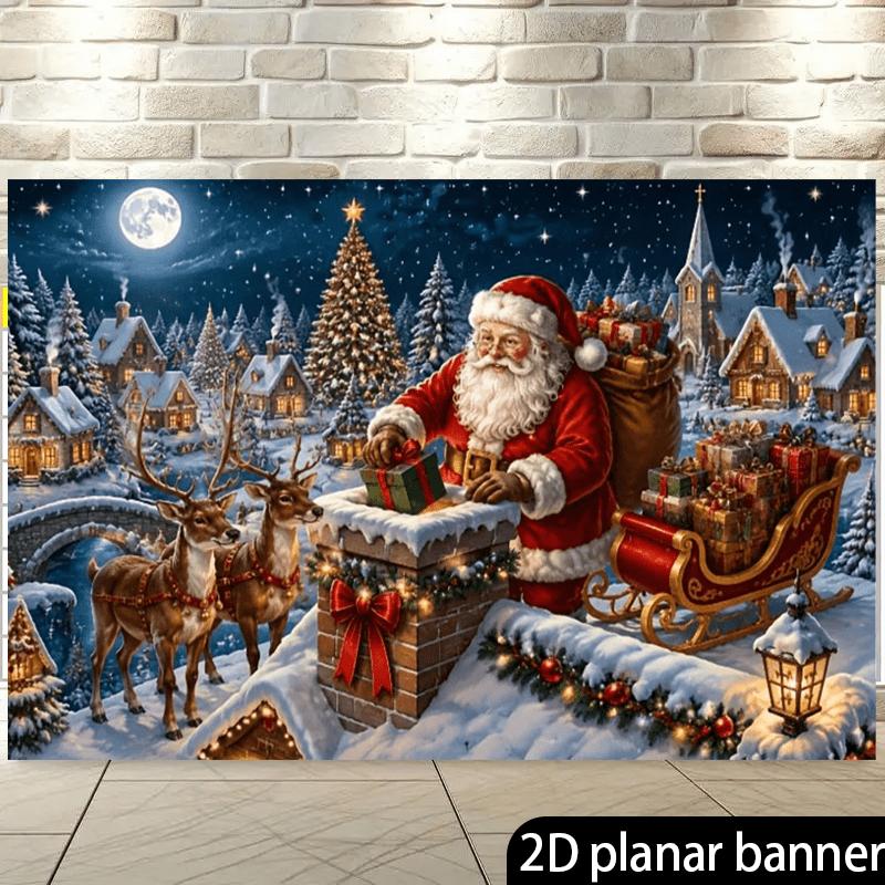1Pcs Vintage Santa Claus Reindeer Christmas Decoration Background Winter Backdrop For Photo Studio Photo Booth Party
