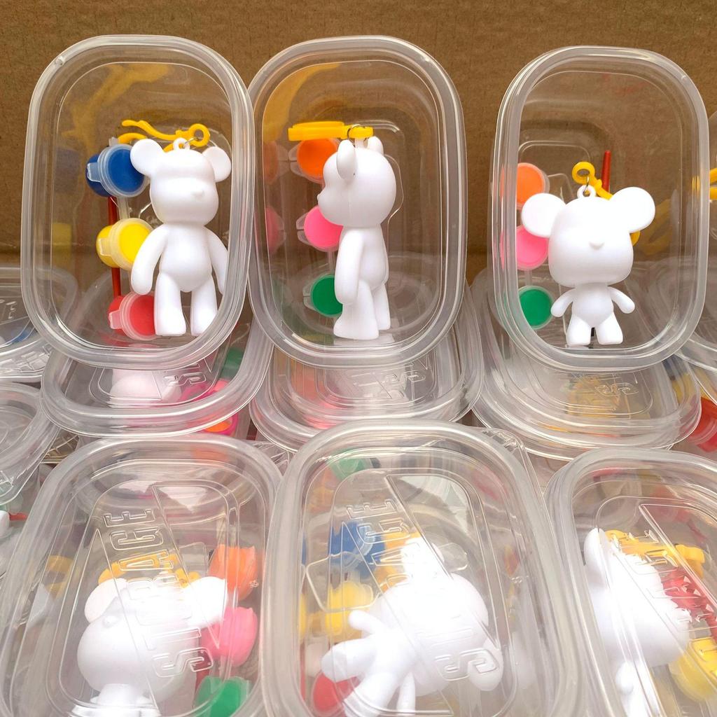 DIY Graffiti Plaster Bear Keychain: Children's Creative Painting Material Kit - White Blank Toy