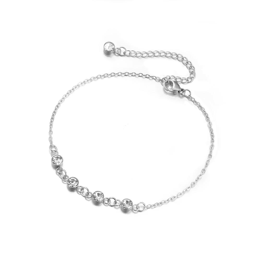 

Women Clear Zircon Finger Bracelet Stainless Steel Gold Color Adjustable Chain Minimalist Jewelry Wedding Gift Wholesale 17-22 cm