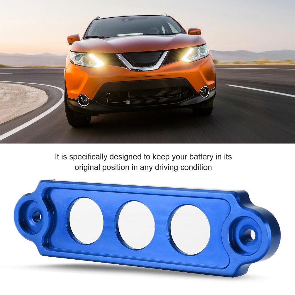 Universal 14cm Aluminum Alloy Battery Tie Down Fasten Bar Bracket 3 Holes (Blue)