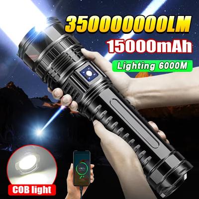 2025 Most Powerful LED Flashlight Super Bright Rechargeable Flashlight Long Range 6000M Outdoor Torch Light Camping Fishing Lamp
