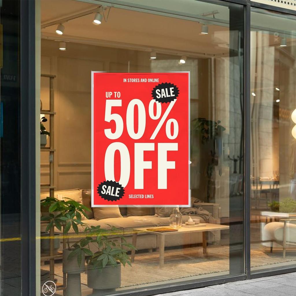 8.5 x 11 Acrylic Sign Holder with 12 Suction Cups, Clear Plastic Window Sign Holder, Wall Mount Advertising Frames for Glass Doors - Perfect for
