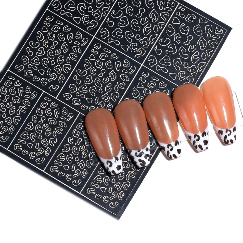 

3D Leopard Nail Sticker Decals DIY Creative Fake Nail Wraps Tips Nail Manicure Art Patchs Повне покриття Наклейка лаку для нігтів