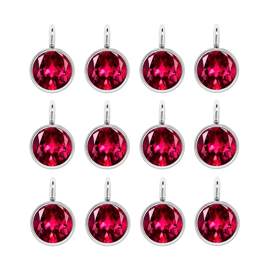 144Pcs/Lot Birthstone Necklace Pendant Jewelry Making Rhinestone Stainless Steel Charms For Women Earrings DIY Accessories Gift