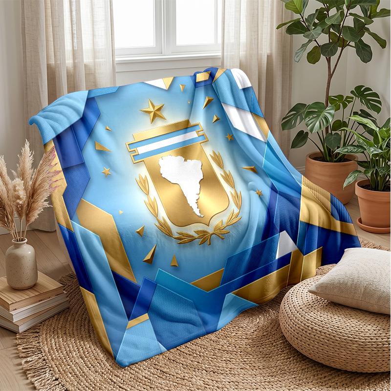 Argentina Football Printed Flannel Blanket Skin Friendly Warm Decorative Throw for Indoor Couch Bed Daily Use