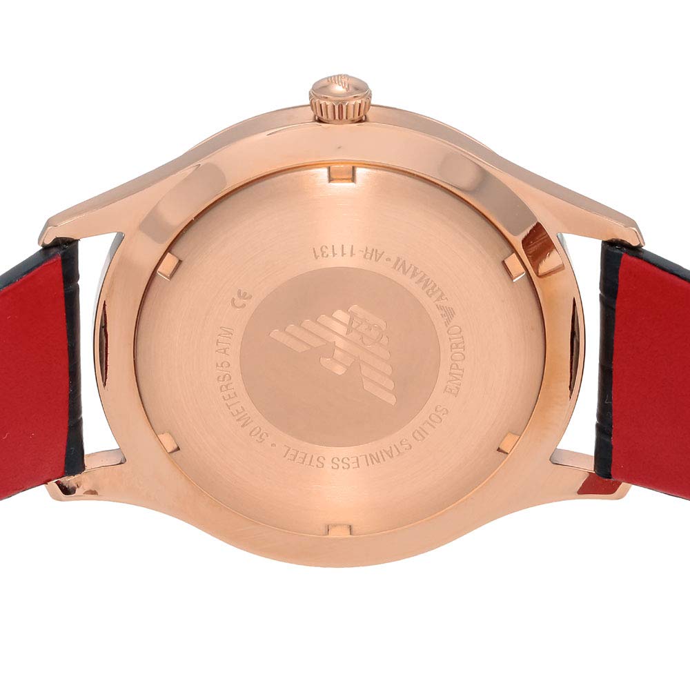 Emporio Armani Quartz Watch with Leather Silver and Navy Blue Men's Strap, AR11131, [Used]