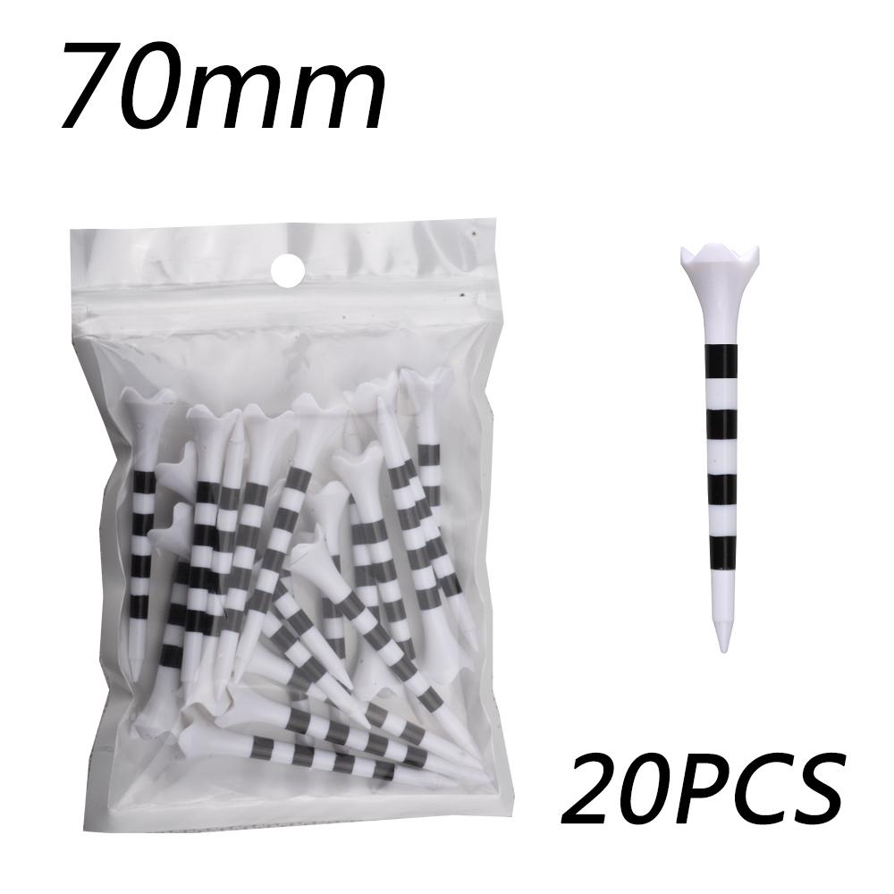 20pcs/Bag Plastic Golf Tee With Red/Black/Blue/Pink/Green Stripe Marking, Durable, Golf Supplies