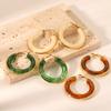French Vintage Style Stainless Steel Hoop Earrings, Resin Earrings for Women, Elegant High-end Ear Jewelry, Niche Design