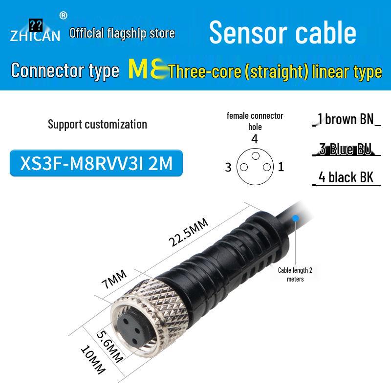 Водонепроницаемый IP67 Датчик приближения M8/M12/M18/M30, 3-жильный 4-контактный NPN, Авиационный разъем, Штекер, Датчик.