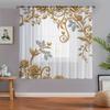 High Quality Gold Floral Pattern Curtains Baroque Sheer Decorative Window Drapery Panels Luxury Living Room Home Decor