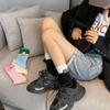 Harajuku Color Matching Double Needle Socks Cotton Female Hoisery Fashion Casual Socks  Outdoor