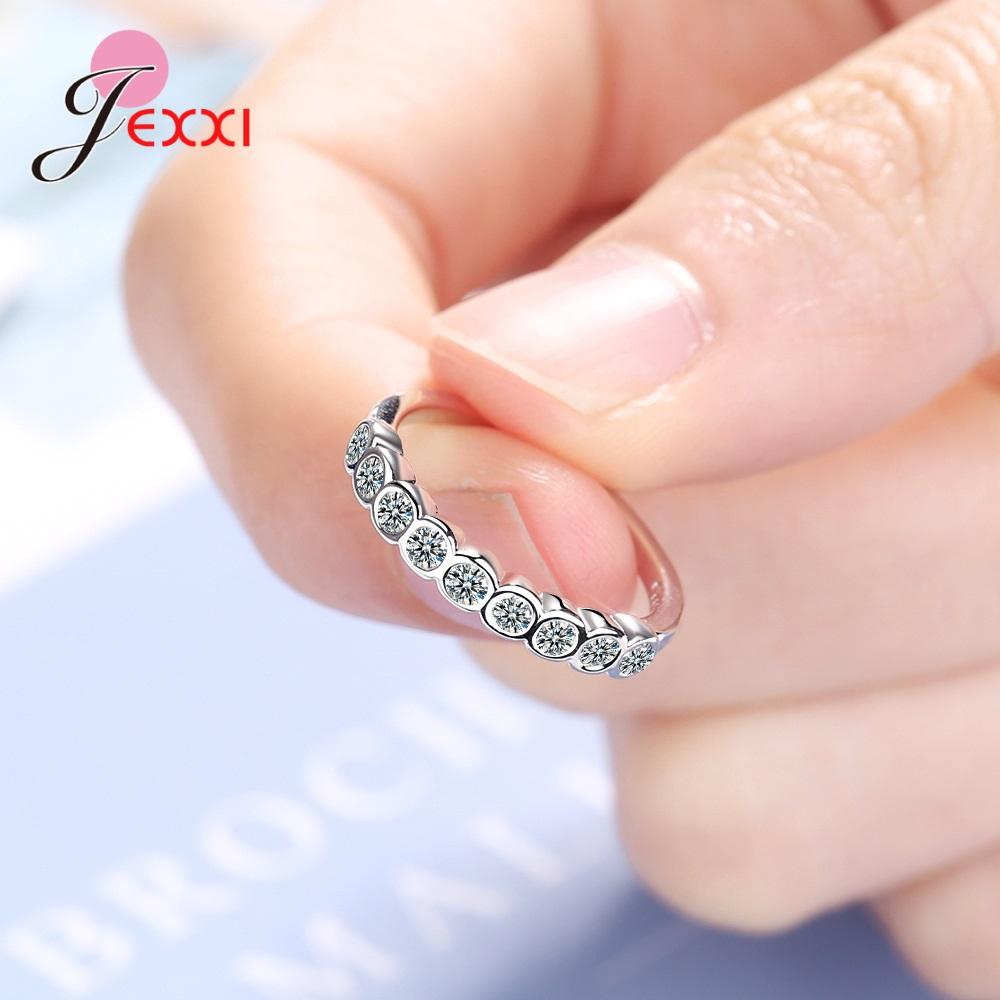 Drop Shipping Beautiful Genuine 925 Sterling Silver Adjustable Rings For Women Shiny AAA Grade Crystal Opening Finger Rings
