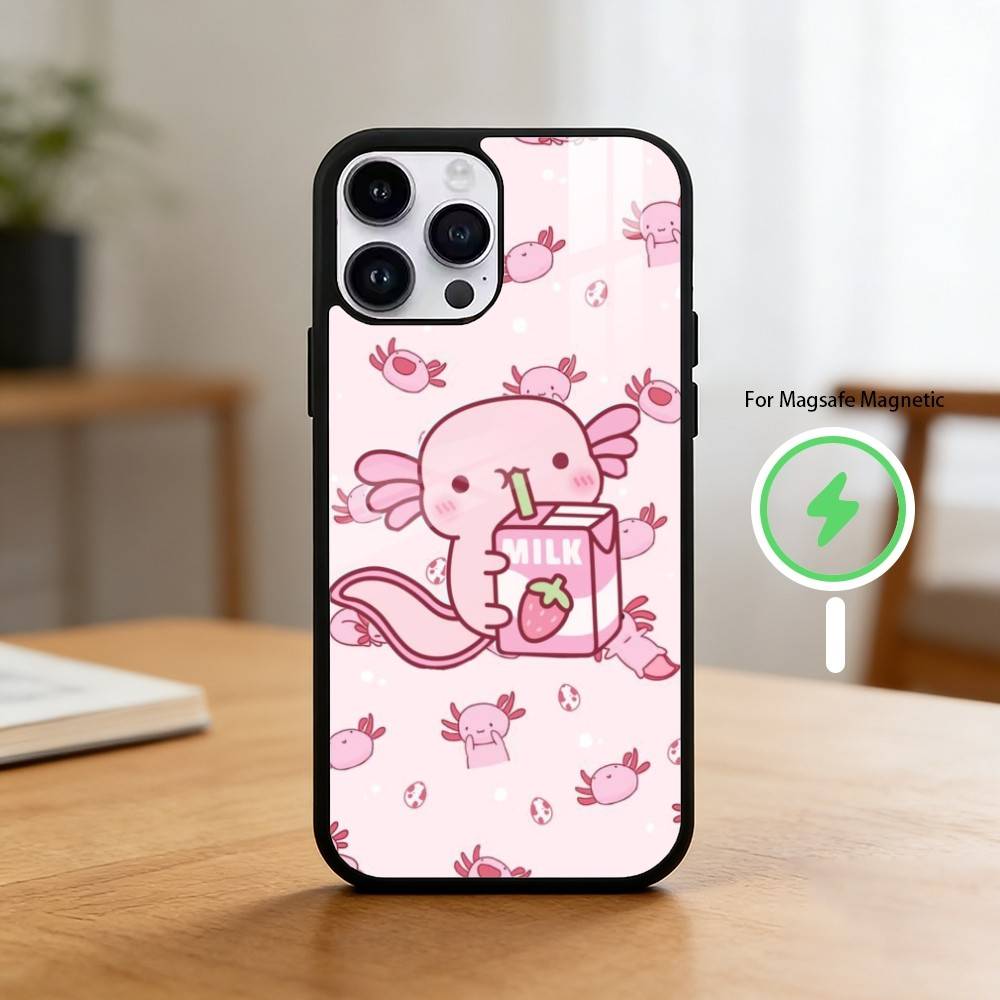 Cartoon C-Cute A-Axolotl Phone Case For iPhone 17/16/15/14/13/12/Plus/Pro/Max for Magnetic Wireless Charging