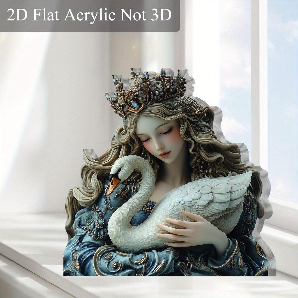 1pc Queen Holding a Goose Acrylic Desktop Decoration - Bohemian Style Tabletop Ornament, Suitable for Home, Bar, Cafe, or Office Decor