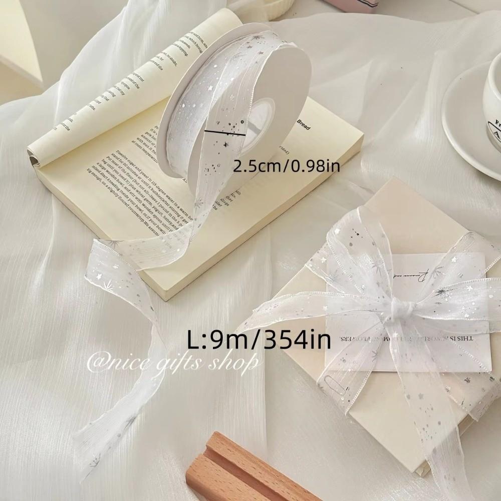 Kreatives 10 Yards Silber Sternband 2,5 cm Geschenkverpackung Sträuße Glitzer Schnee Band Glitzer Blume Verpackungsband