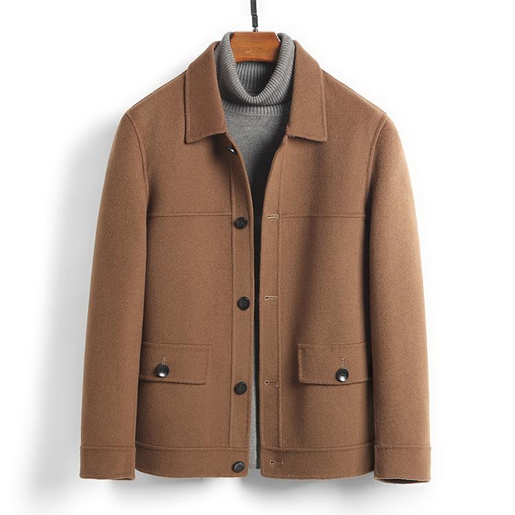 100% Wool Double-sided Woolen Autumn and Winter Woolen Coat Men's Short Cashmere-free Jacket