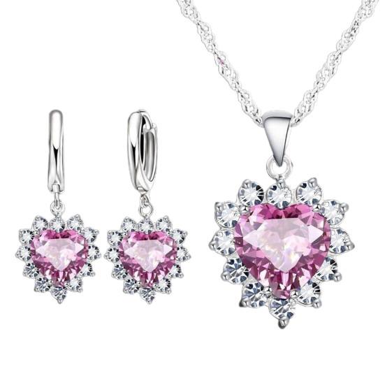 1 Set exquisite herzförmige Damen-Halskette, stilvoller, moderner Legierungs-Ohrring für Mädchen