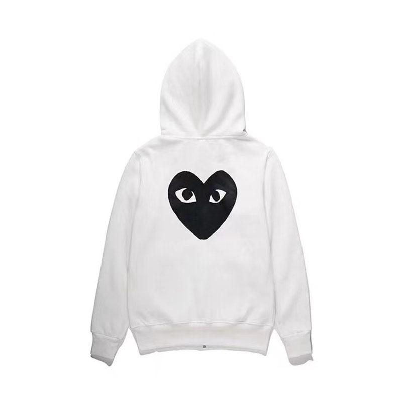 Felpa Streetwear Giapponese per Uomo Donna Coppia Pile Pesante Pullover Cuore Nero Ricamato Manica Lunga Top Oversize