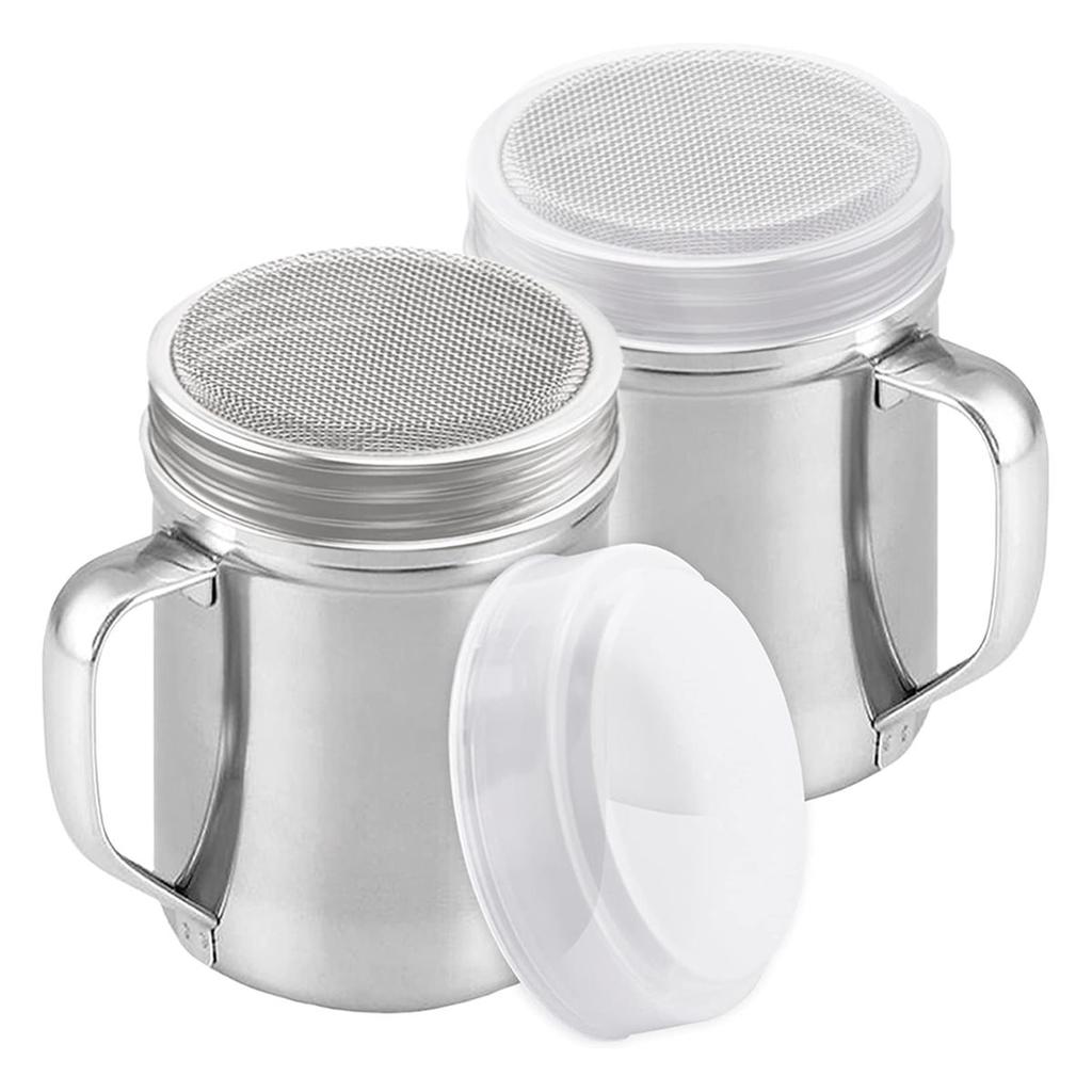 2pcs Powdered Sugar Shaker Duster with Handle Shaker Powder Sprinkler for Coffee Bar Fine Mesh Dredge