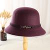 New Button Noble Hat Women's British Retro Dome Basin Hat Autumn and Winter Short Brim Old Wool Top Hat
