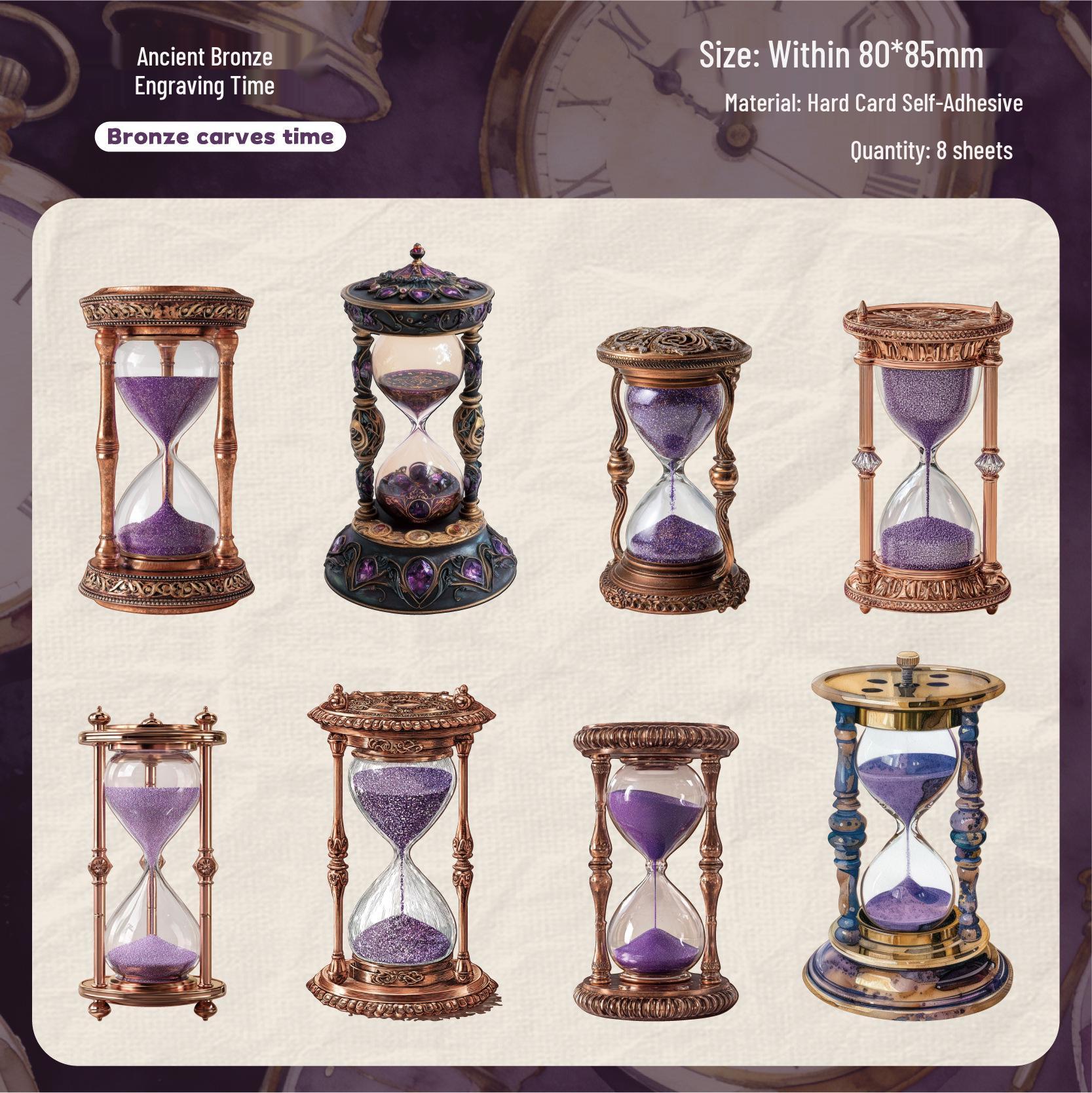 RetroStory Hourglass 3D Stickers - Flowing Series, 6 Styles for DIY Journals