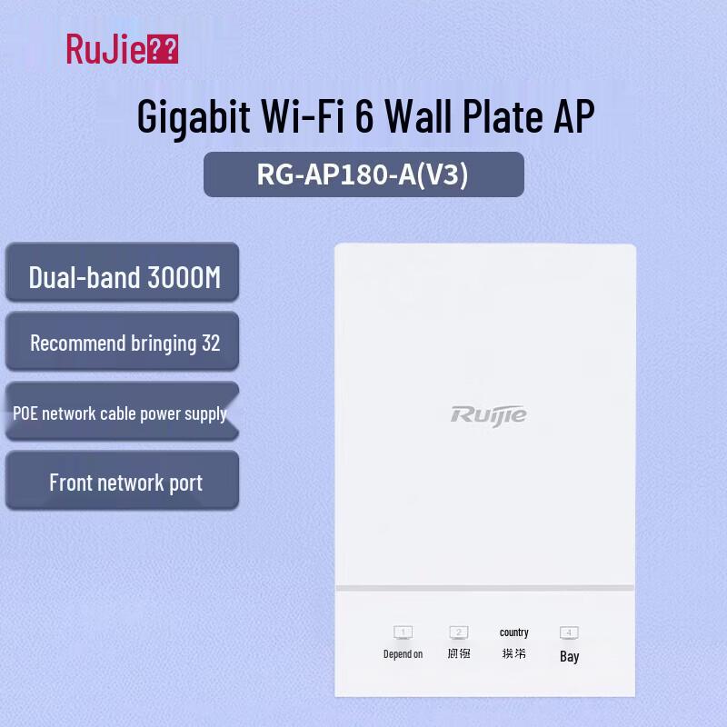 Ruijie RG-AP180-A(V3) Wi-Fi 6 Wall-Plate Access Point
