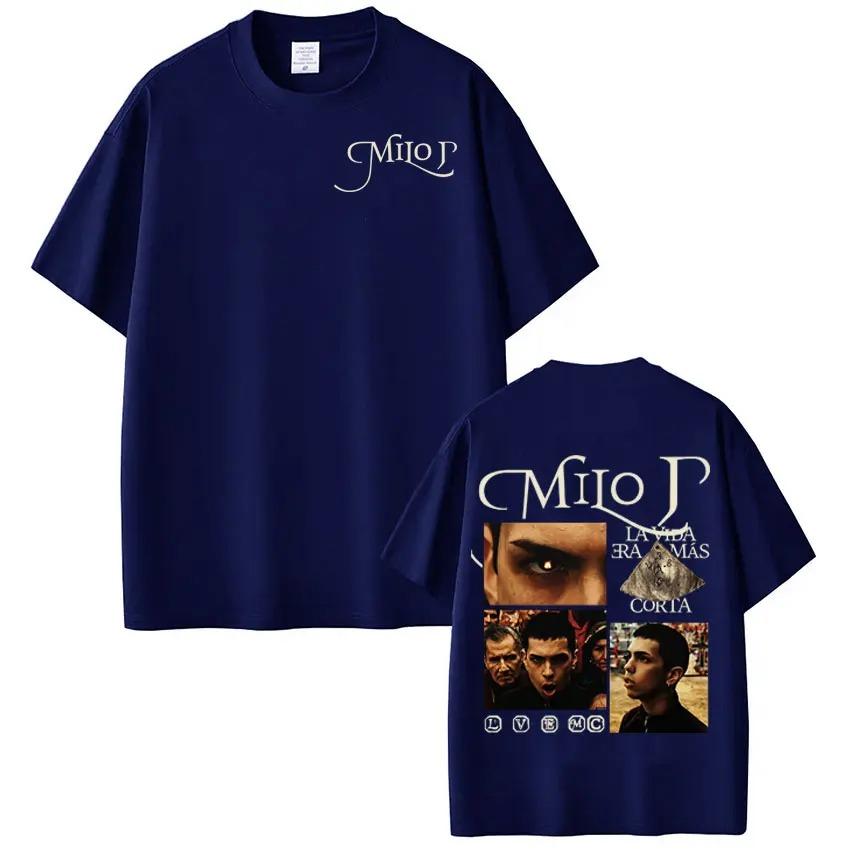 Rapper Milo J La Vida Era Mas Corta Album TShirt Unisex Vintage Casual Loose Short Sleeve Cotton Harajuku Style TShirt