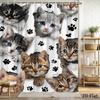 Cat Paw Shower Curtain Multiple Kittens Peeking Through Print Waterproof Polyester Bathroom Decor Bath Curtain
