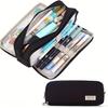 Large Capacity Three-Layer Zipper Pencil Case with 8 Pen Slots and 4 Inner Pockets in Oxford Cloth, Available in Multiple Colors
