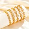 Glänzendes Metallarmband mit Zirkonia, 14K Goldplattiertes klobiges Gliederarmband zum Stapeln, Modischer Elegantes Schmuckstück für Frauen Mädchen Geschenk