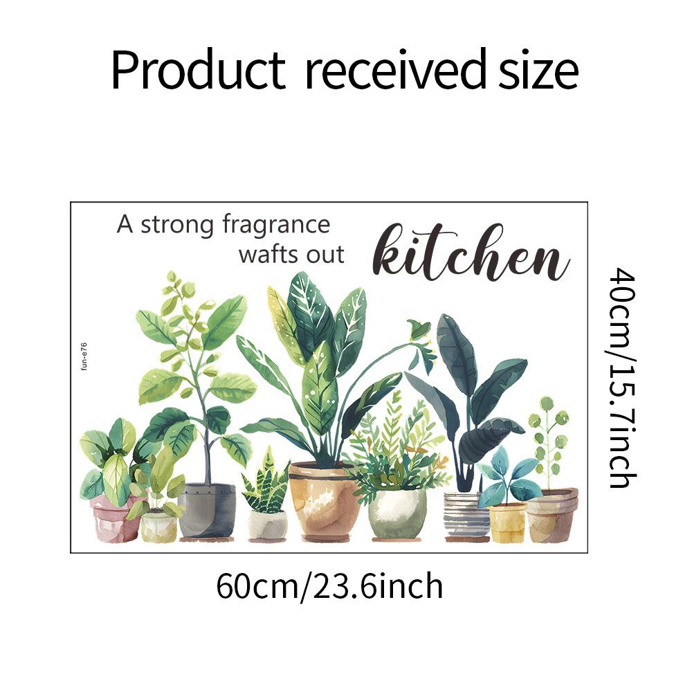 

Fun-e76 Акварель Маленький свежий зеленый горшок для растений Кухня Столовая Домашнее украшение Наклейка на стену Самоклеящаяся 40*60CM/fun-e76