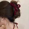 French Red Velvet Hair Clips Cute Hair Claw Clip Fashion Ponytail Barrettes Clip  Daily Life