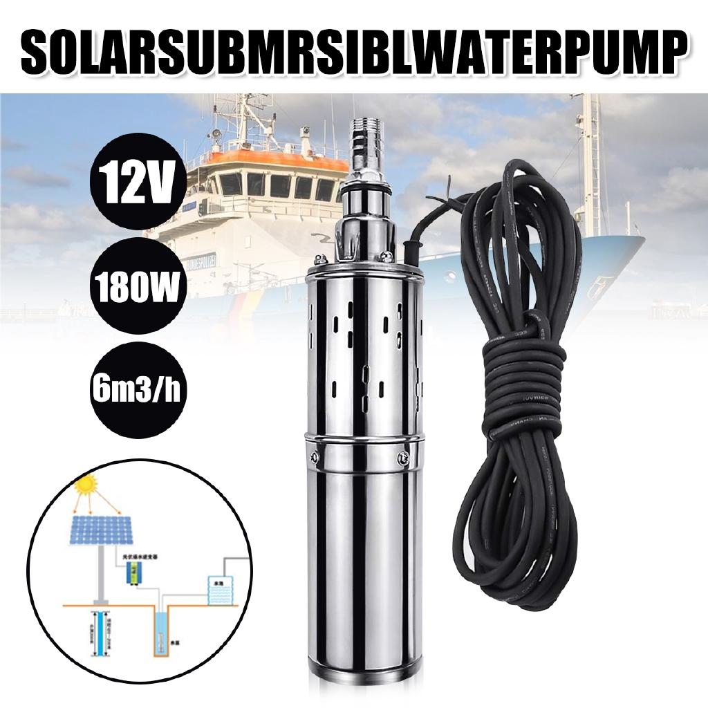 Efficient Solar Water Pump 12V 24V 180W 3000L/h 25m Deep Well Pump DC Screw Submersible Pump Irrigation Garden Home