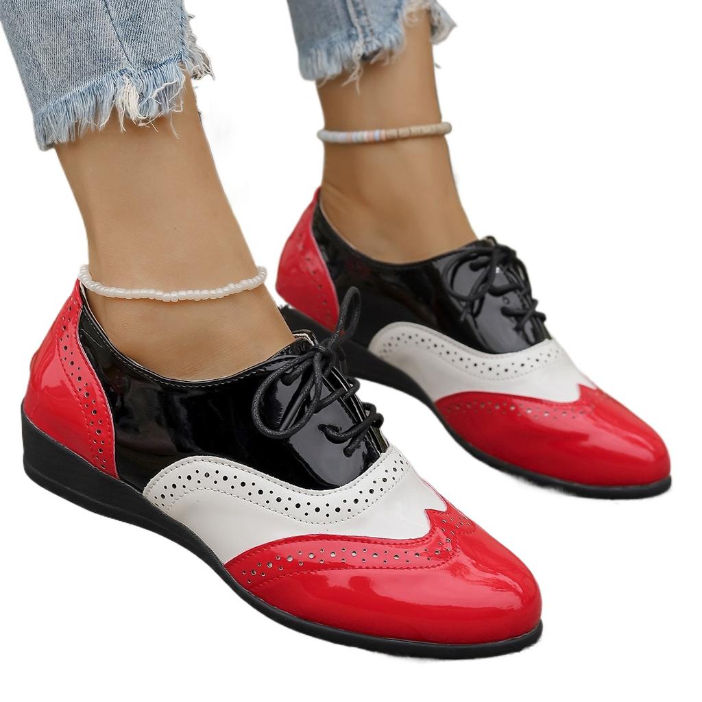 Fashion Women Oxford Shoes Pointed Toe Brogue Shoes Square Heel Outdoor Leisure Sneaker Diaily Sneaker Walking Outdoor Footwear