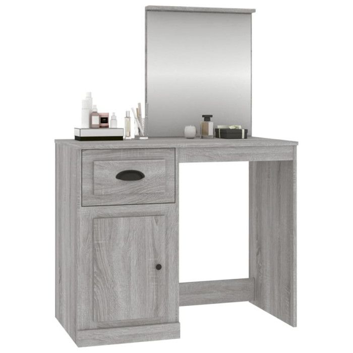 VidaXL Coiffeuse avec Miroir, Table de Maquillage avec Rangement, Table Cosmétique, Meuble de Chambre à Coucher, Moderne, 816766