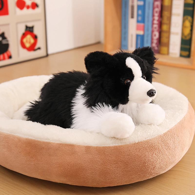 Border Collie Plush Toy - Standing & Lying Poses, Cute Dog Doll Gift