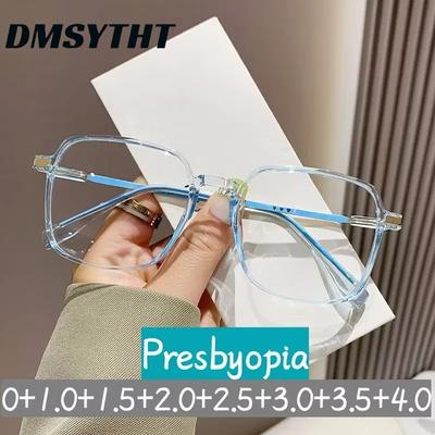 Modische Koreanische Style Quadratische Transparente Fassung Anti-Blaulicht Lesebrille Herren Damen High-Definition Anti-Strahlung Altersweitsichtigkeit Brille