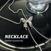 Popular Geometric Sweater Necklace  Color Butterfly Pendant Adjustable Stainless Steel Chain Punk Hiphop Jewelr Gift