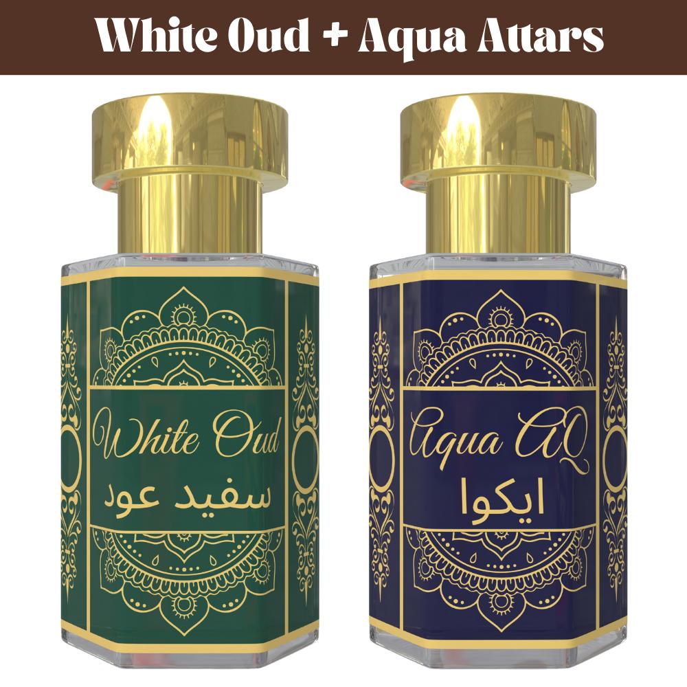Комбо White Oudh Attar и Aqua Attar Мягкий древесный и свежий акватический аромат Безалкогольный унисекс набор парфюмерных масел с роллером 2 x 6 мл Pack 6ml 633₽