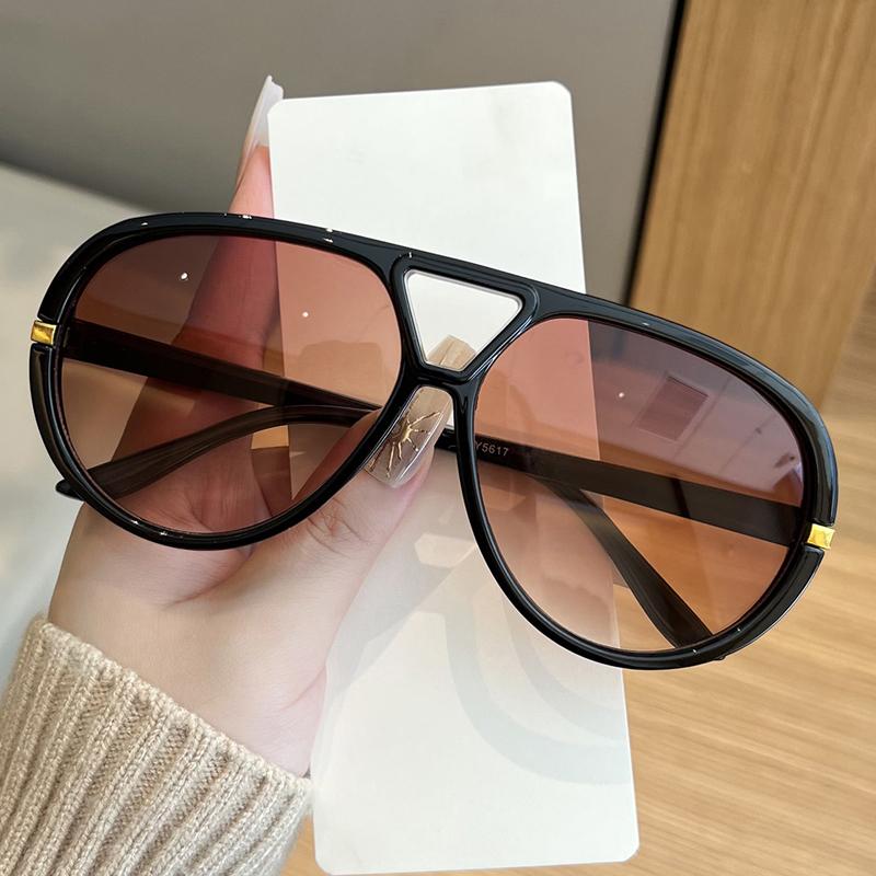 Car Sunglasses Fashion Oversized Pilot Oval Sun Glasses Women Punk Style Vintage Double Beam Shades For Lady Outdoor Eyewear
