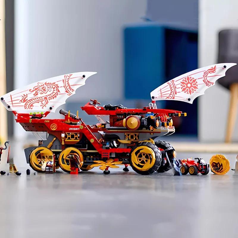 Ninja Reward Land Chariot Aircraft Transformed Into Mecha Samurai Minifigure Dragon 70677 Assembled Building Block Toy Gift
